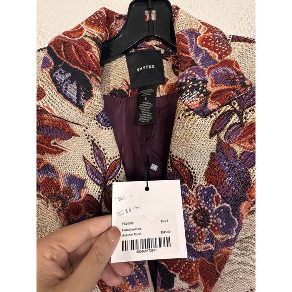 smythe peaked lapel coat autumn floral size US6 - Picture 9 of 9